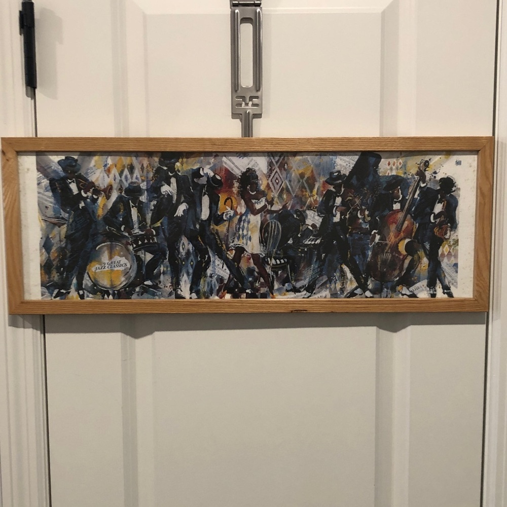 "9 Great Jazz Classics" by artist Misha Lenn - Wood and Plastic 25” x 9” Frame